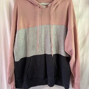 American Eagle Outfitters Pink, Gray, and Black Hoodie Sweater